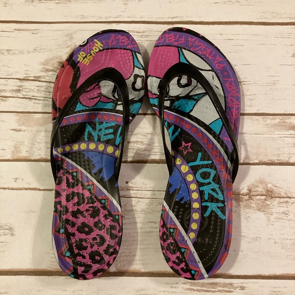 CROCS Shoes | Crocs New York Patricia Field Flip Flops Size 8 | Poshmark